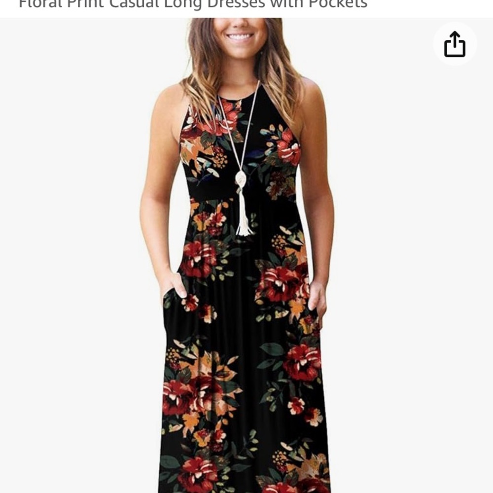GRECERELLE Women's Casual Sleeveless Loose Maxi Long Dress with Pockets